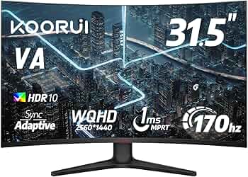 Amazon.co.jp: KOORUI 31.5インチ湾曲ゲーミングモニター 1ms、1500R